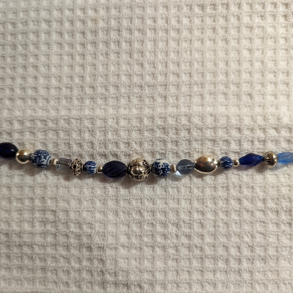 Sterling silver and blue bead braclet